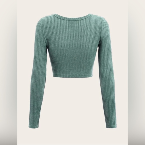 SHEIN Scoop Neck Ribbed Crop Tee - Picture 2 of 2